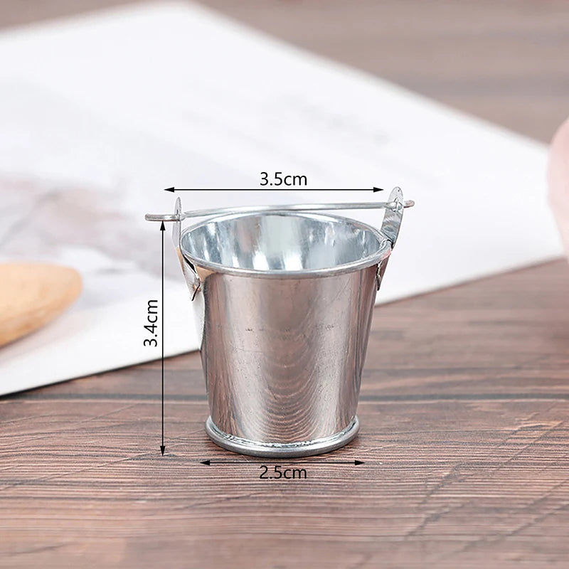 Dollhouse Miniature Metal Bucket | Mini Kitchen Decor Ornament
