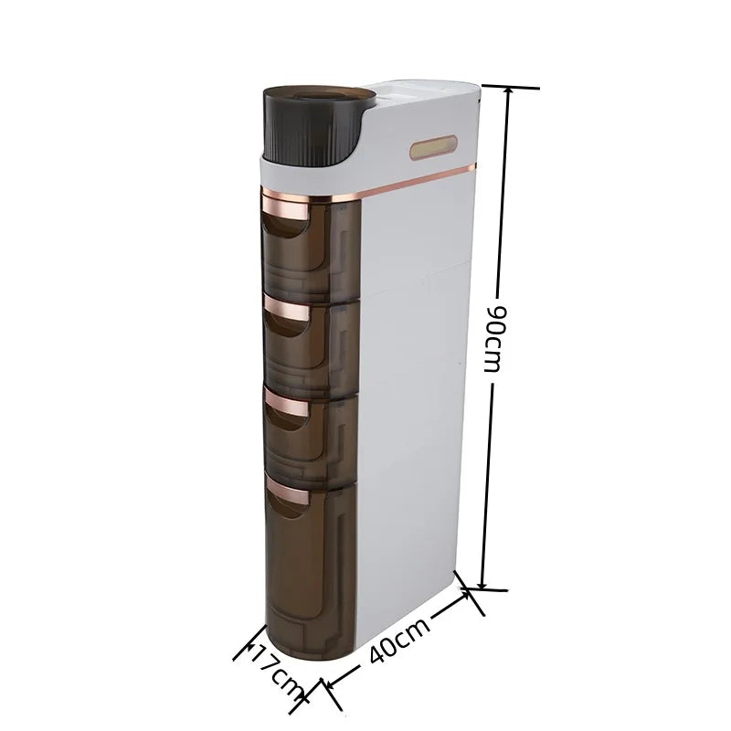 Multi-Drawer Narrow Space Organizer - Stackable Bathroom & Kitchen Storage Cabinet for Small Gaps, Home Clutter Solution Peaceful Pleasures Health and Wellness 4 Layer