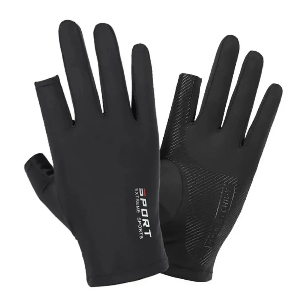 Ice Silk Halffinger Cycling Gloves for Men and Women Outdoor Sports Fitness Driving Fishing Highelastic Comfortable Peaceful Pleasures Health and Wellness Black