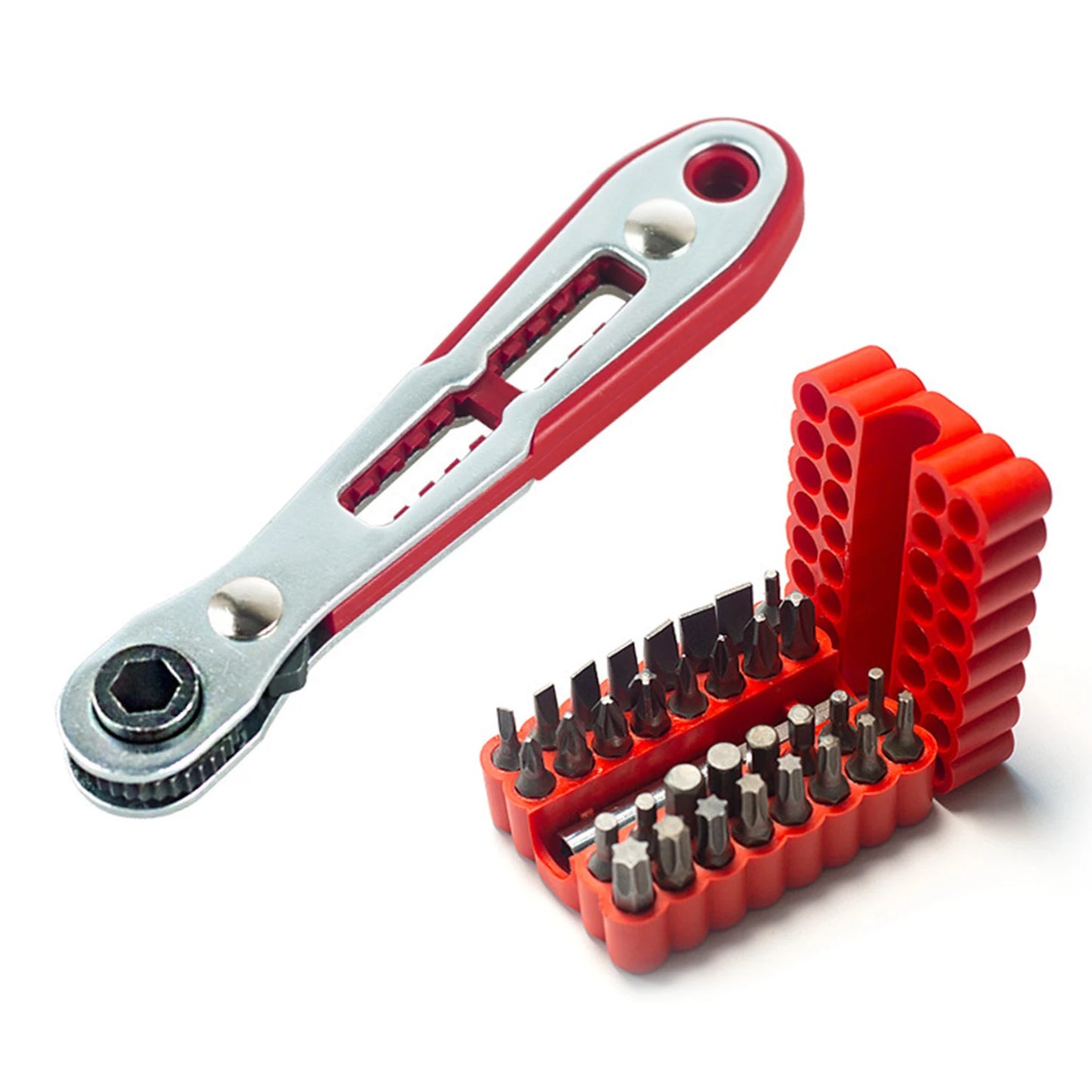 Right Angle Screwdriver Set 1/4 Mini Ratchet Wrench Magnetic 1/4 Bits 90 Degree Offset Screwdriver Metric Home & Outdoor Repairs Peaceful Pleasures Health and Wellness Red