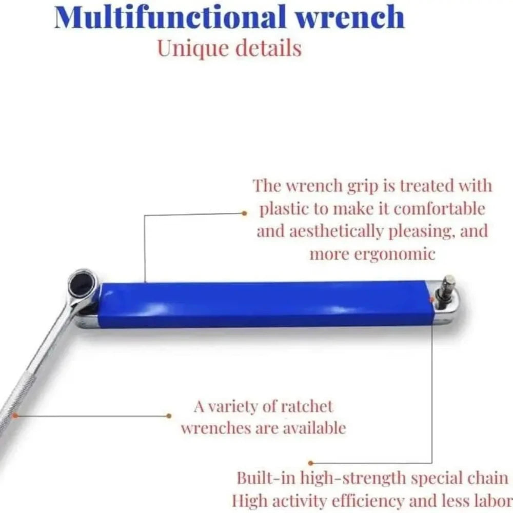 Compact Offset Extension Wrench with 4 Adapters Dual-purpose Impact Socket Ratchet Wrench Car Spanner Automotive Hand Tool Peaceful Pleasures Health and Wellness