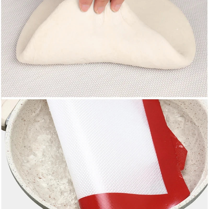Non-Stick Silicone Baking Mat with Red Border, Reusable and Heat-Resistant, Easy to Clean, Ideal for Every Home Baker's Kitchen Peaceful Pleasures Health and Wellness