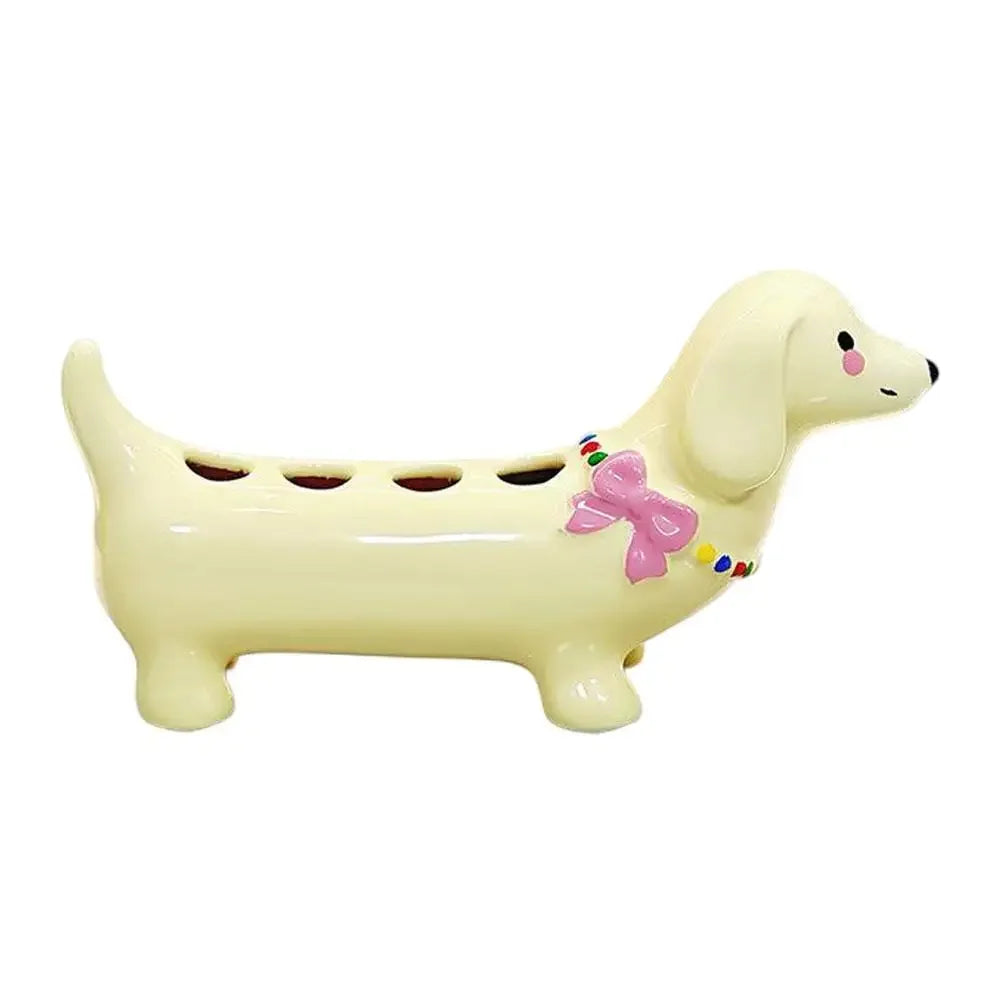 Dachshund Ceramic Toothbrush Holder Storage Rack Bathroom Sink Washstand Toothbrush Base Bathroom Decoration Peaceful Pleasures Health and Wellness 01