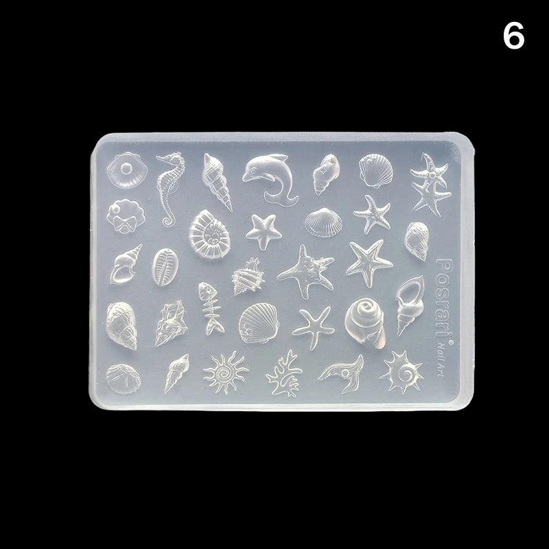 1pcs Sea Shell Starfish Goldfish Koi Fish 3D Acrylic Nail Mold Summer Sea Jellyfish DIY Lace Bow Silicone Mold Nail Art Mold Peaceful Pleasures Health and Wellness 6
