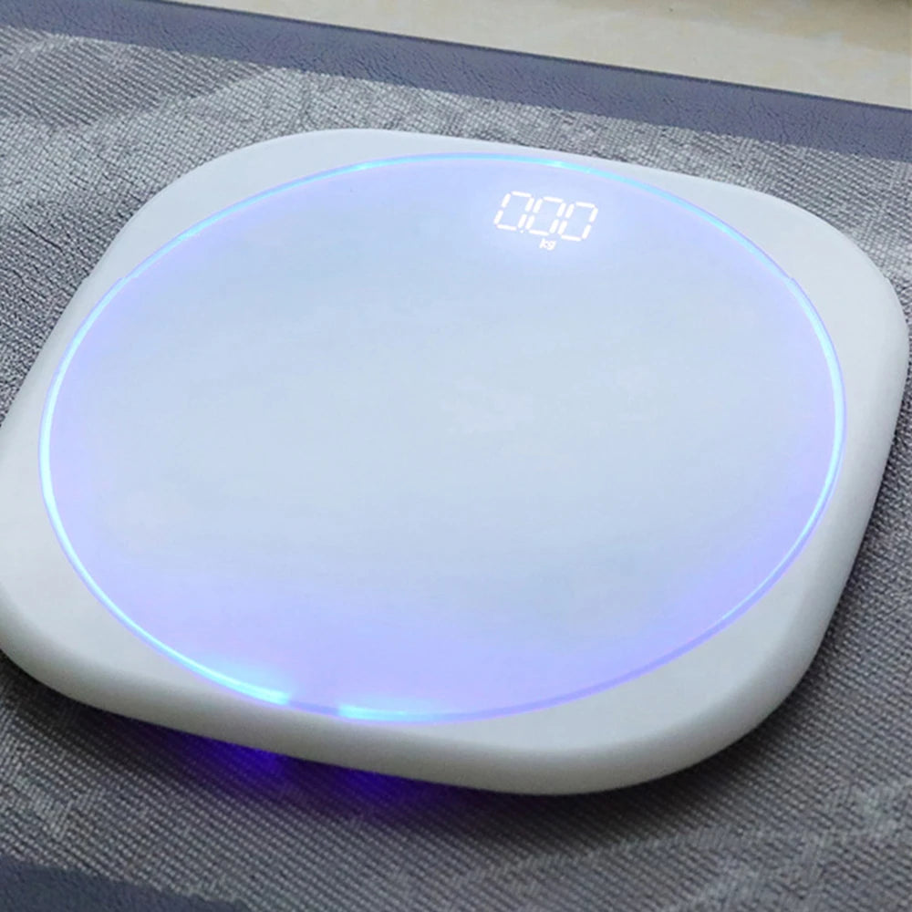 LED Definition Night Vision Electronic Scale 360 Degree Arc Light Household Body Fat Analyzer Intelligent Human Body Precision M Peaceful Pleasures Health and Wellness SKY BLUE