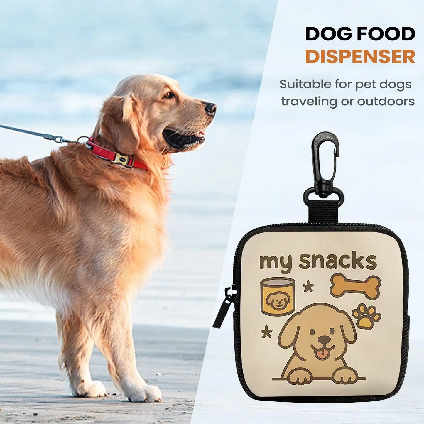Portable Dog Treat Bag with Hook & Zipper | Training Pouch