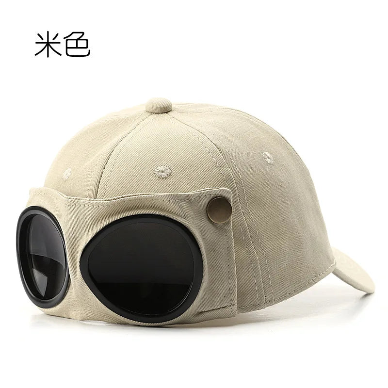 Pilot-Style Baseball Cap with Sunglasses | Men's Cotton Hat