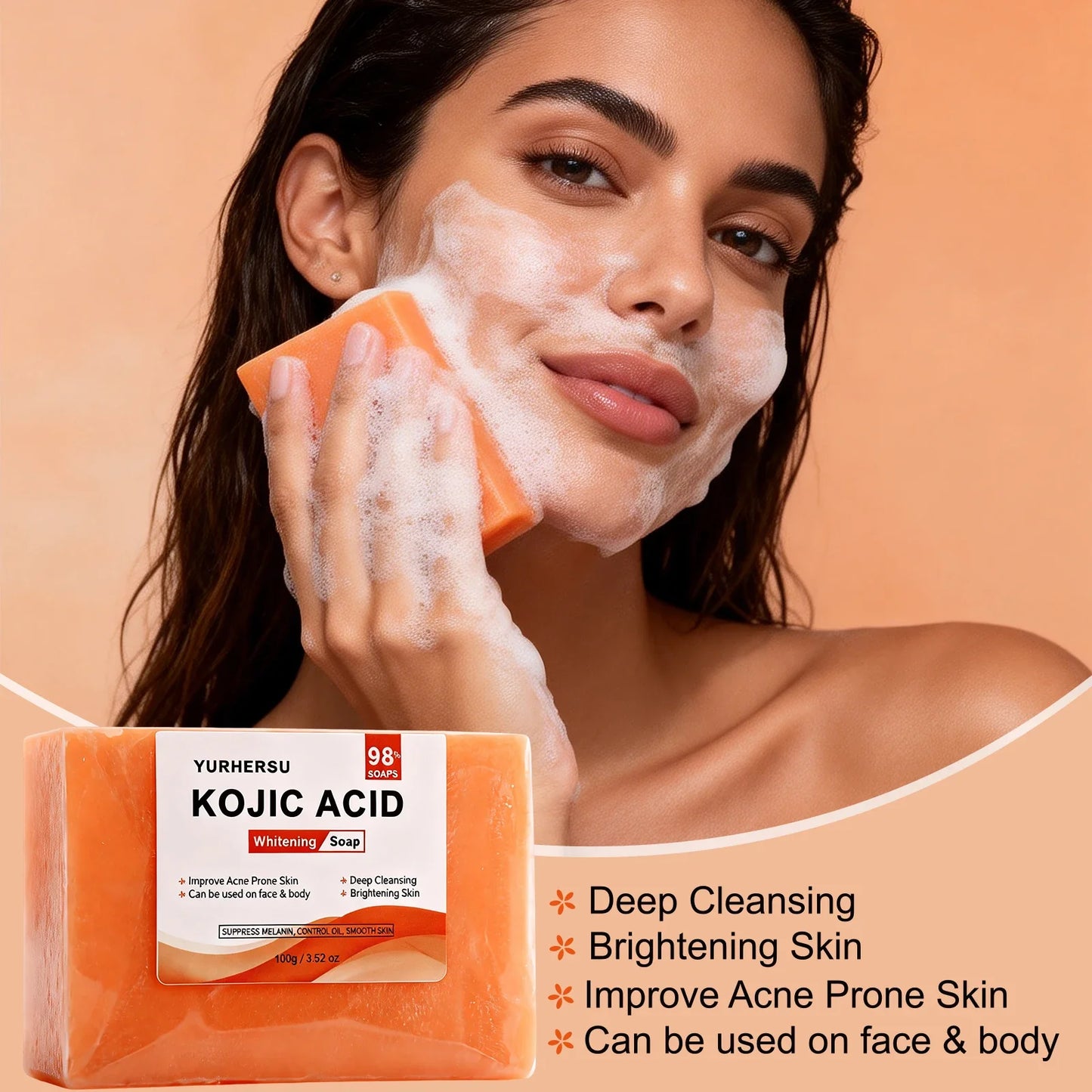 Kojic Acid Brightening Face Soap – Natural Moisturizing Cleanser