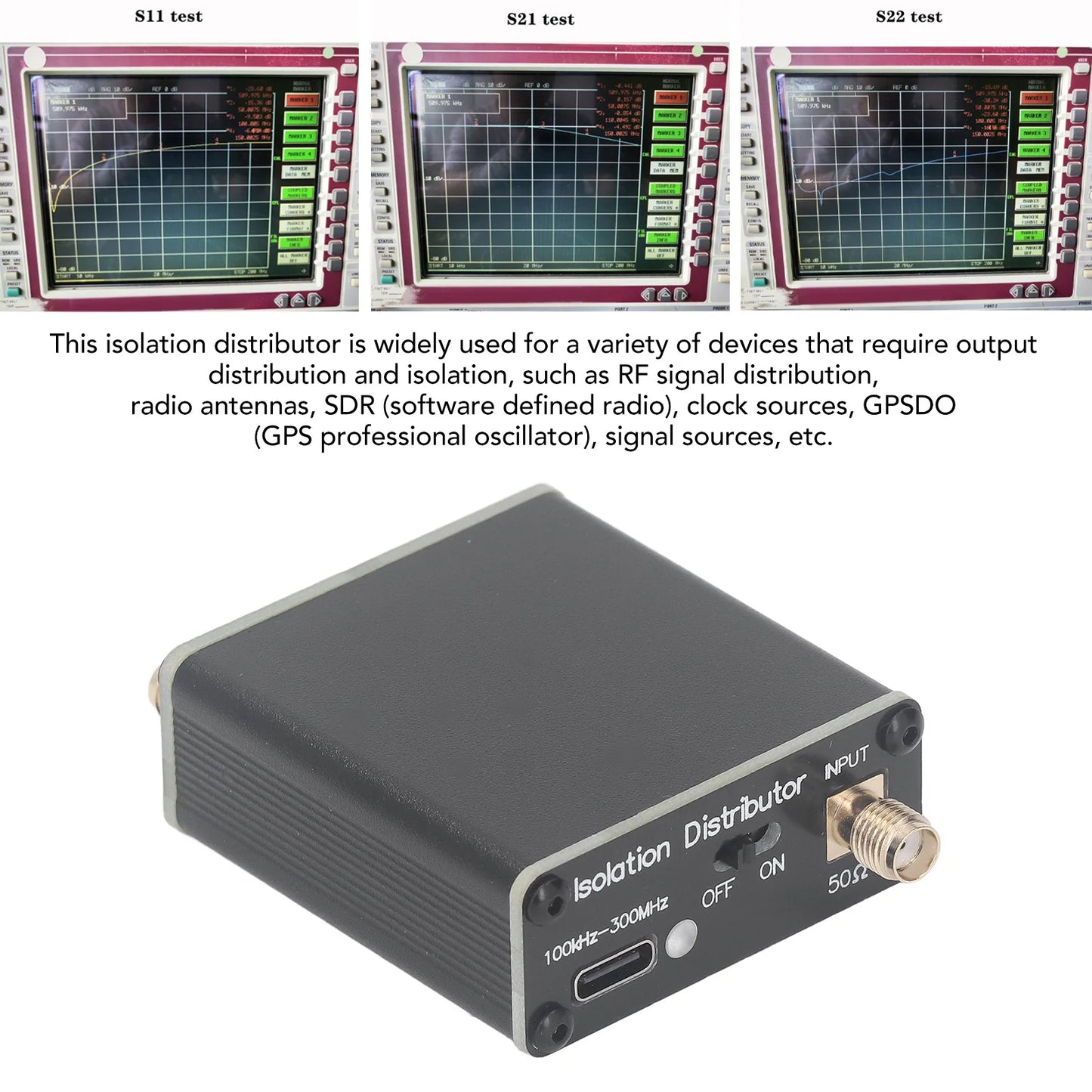 Active RF Isolation Distributor Splitter SDR GPSDO Source 100kHz