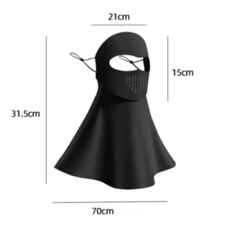 Summer neck and sun protection mask, breathable ice silk mask driving mask UV resistant riding mask men's and women's mask Peaceful Pleasures Health and Wellness black
