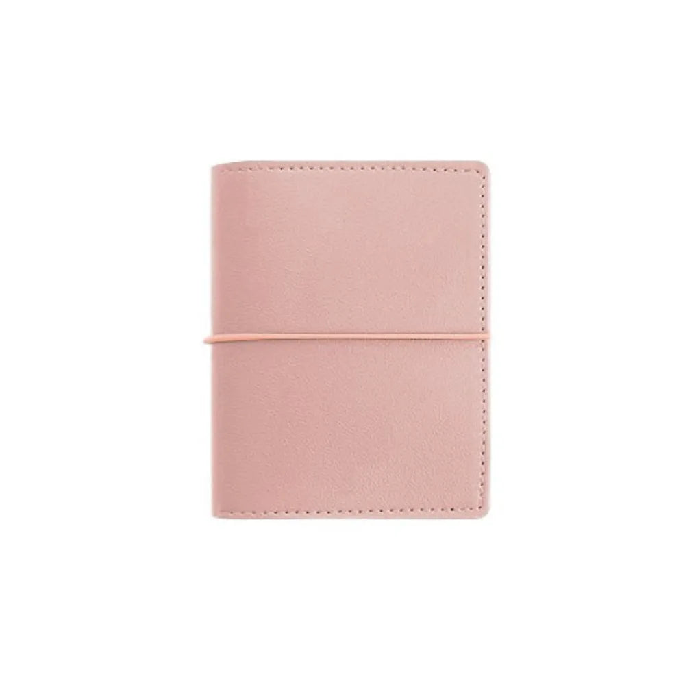 Simple M5 Loose Leaf Notebook PU Leather 50 Sheets Mini Pocket Notebook Planner Schedule DIY Binder Notebook School Peaceful Pleasures Health and Wellness Pink