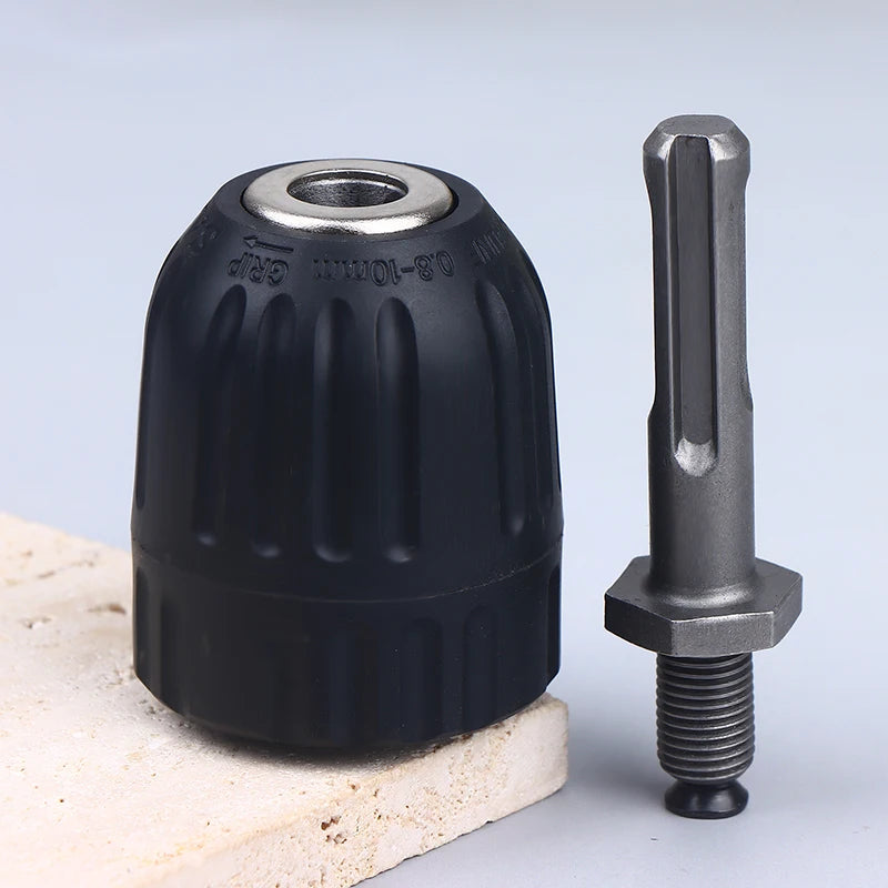 Versatile 0.8-10mm Keyless Drill Chuck 3/8" To 24UNF Thread 1/4" Hex Shank Quick Change Adapter Steel Quick Connection Peaceful Pleasures Health and Wellness P2