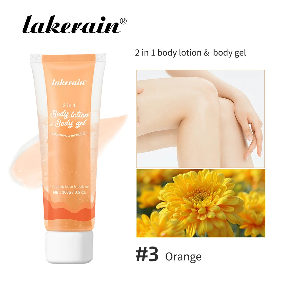2-in-1 Body Lotion Body Gel Nature Lock Water Anti Aging Brightening Repairing Improve Skin Elasticity Double-tube Body Lotion Peaceful Pleasures Health and Wellness ORANGE