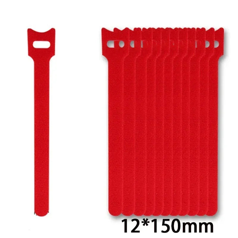 Attaches Auto Adhesive Velcros Strap 10/30/50Pcs Wire Fixing Strap Sewing Reusable Long T-tie Computer Data Cable Ties DIY Tape Peaceful Pleasures Health and Wellness red 10pcs