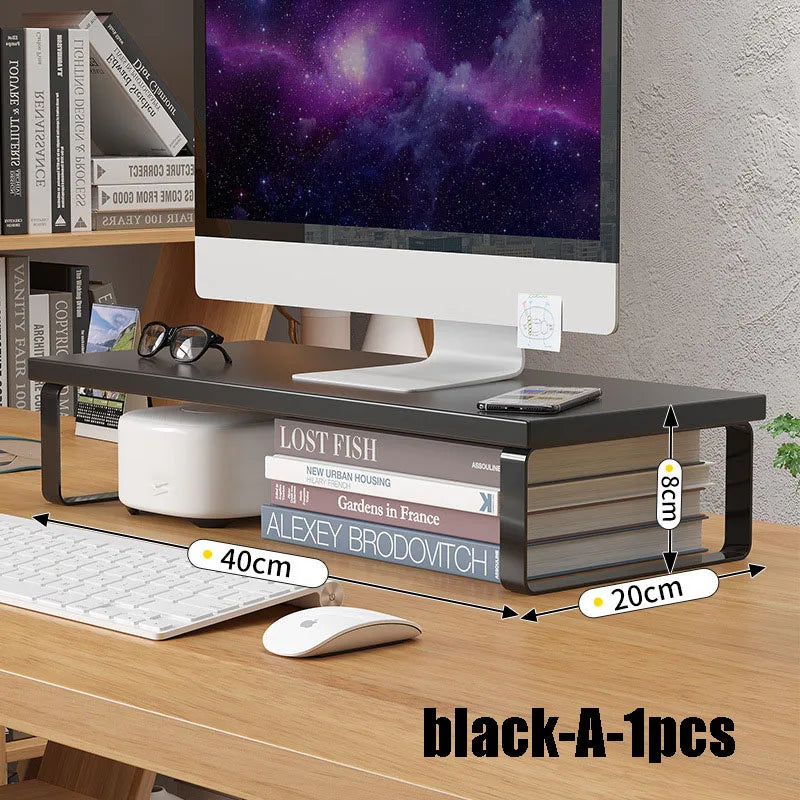 Monitor Stand Desk Organizer Shelf – Iron Riser Storage Rack