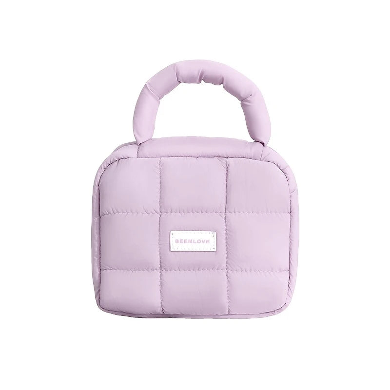 Large Puff Cosmetic Bag – Candy-Color Cotton-Filled Organizer