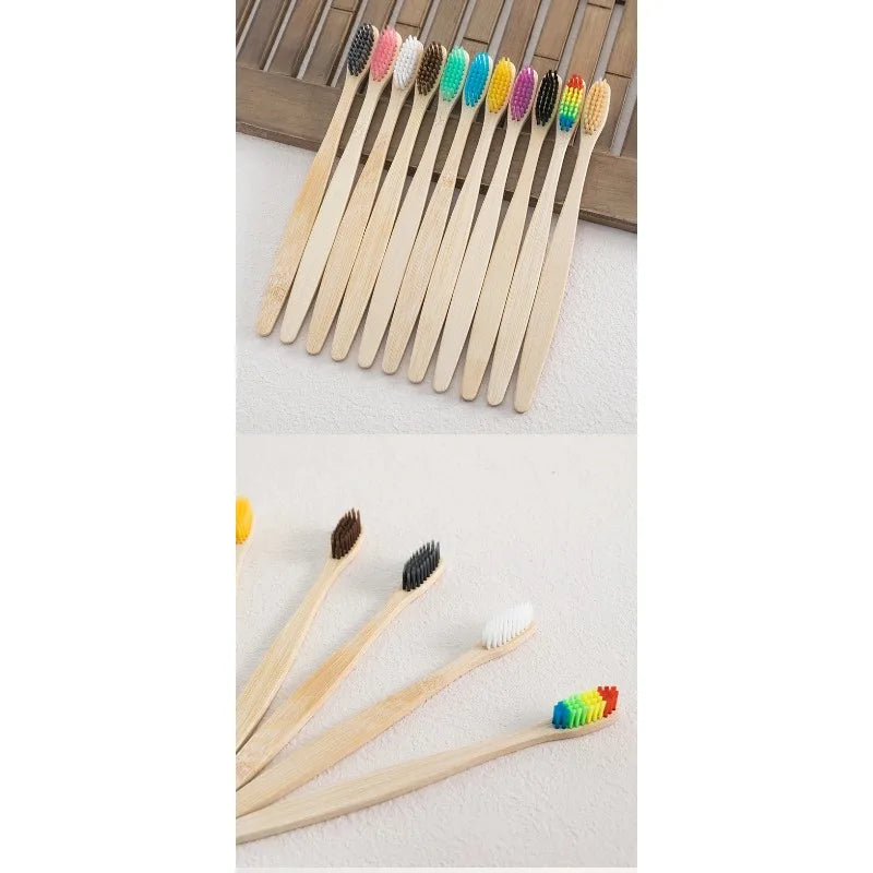 Eco-Friendly Bamboo Toothbrush Set 10 Pack | Natural