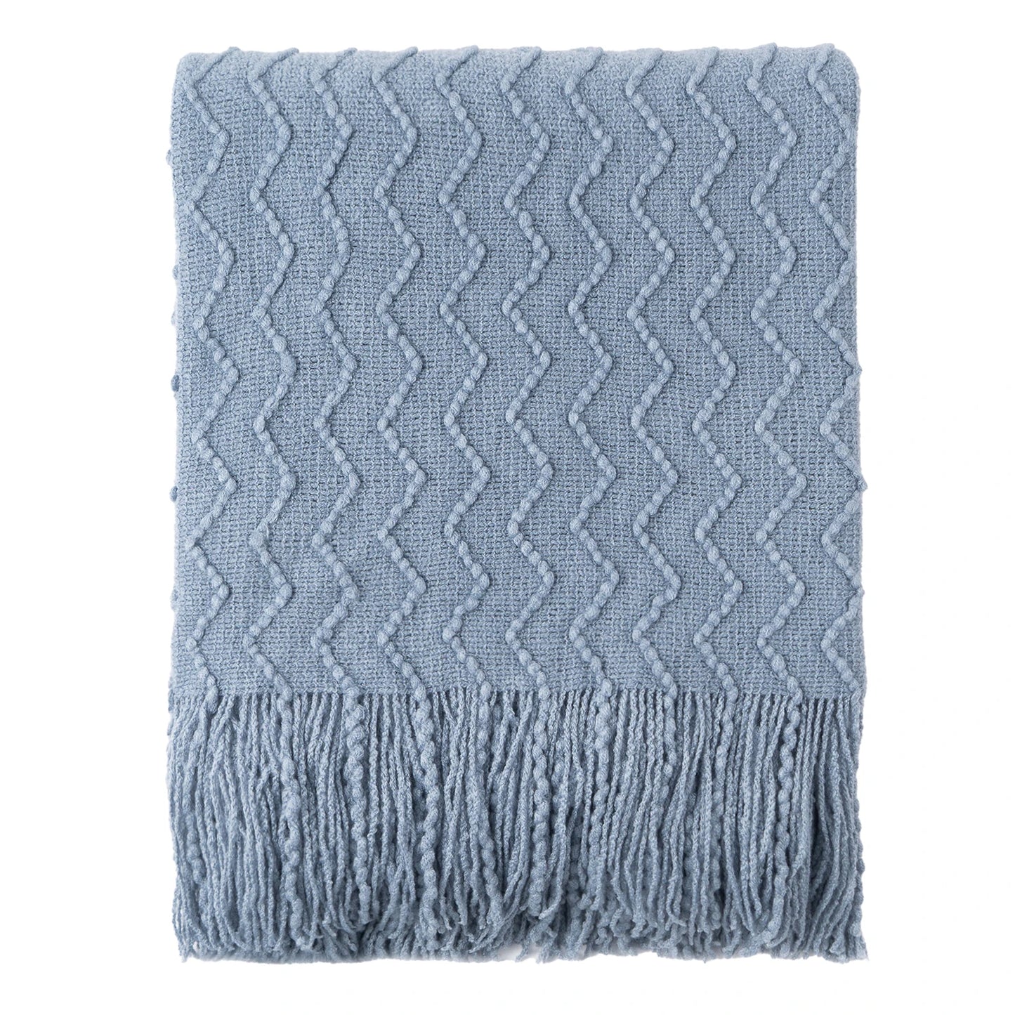 Battilo Green Knit Throw Blanket For Bed Lightweight Sofa Blanket With Tassels Decorative Knitted Plaid Blanket For Spring Decor Peaceful Pleasures Health and Wellness Bluish Grey 127x152cm