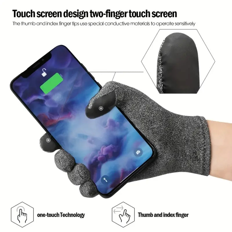 1Pair Unisex Compression Arthritis Gloves, Touch Screen Full Finger Gloves, Compression Gloves, For Therapy, Rehabilitation Peaceful Pleasures Health and Wellness