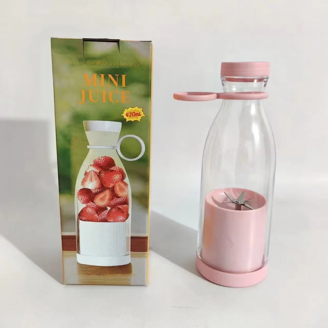 420ml Electric Juicer Mini Wine Bottle Blender Fruit Mixers 6 Blades Charging Juicer Cup Small Household Portable Juicer Blender Peaceful Pleasures Health and Wellness With charging cable