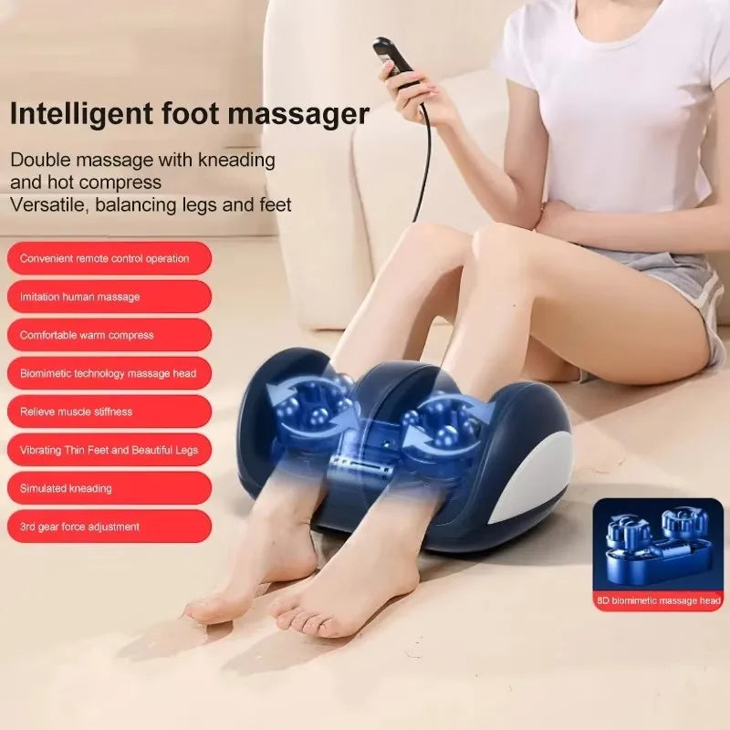 Super Big Electric Foot Leg Massager Deep Tissue Shiatsu Kneading Relax Heated Roller Calf Relieve Stress Care Foot Machine Tool Peaceful Pleasures Health and Wellness Foot Massager A EU Plug