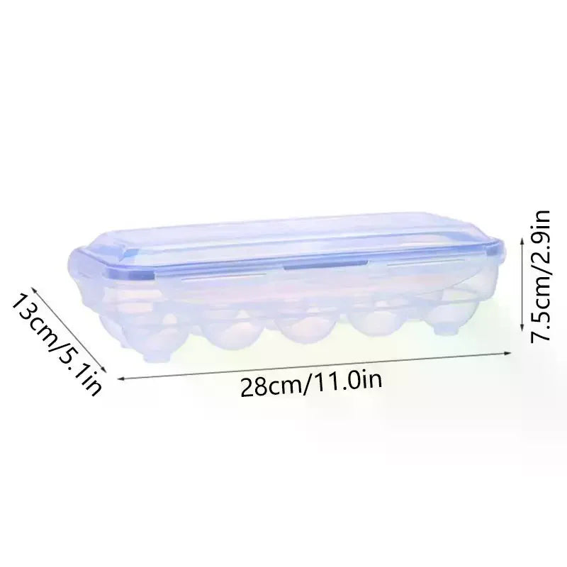 10-Grid Transparent Egg Storage Box & Fridge Organizer Tray
