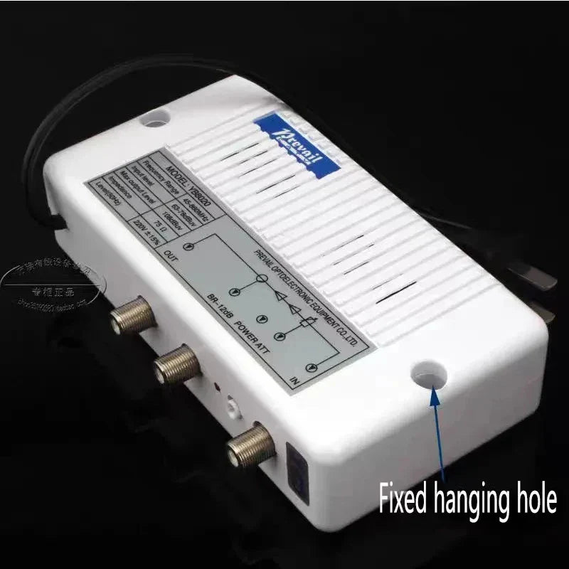 20dB CATV RF Amplifier 45–860MHz 1-In 2-Out Adjustable Output