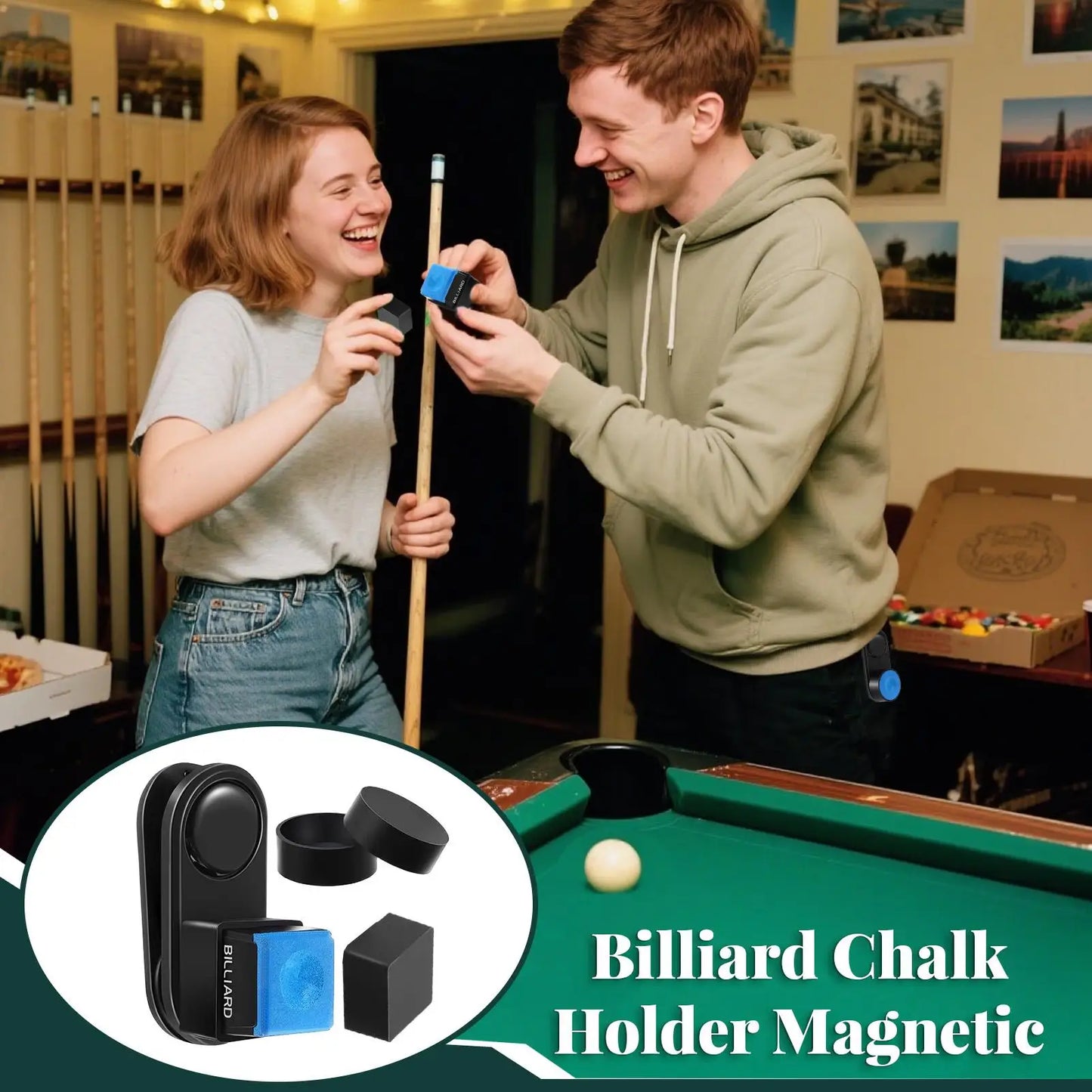 Magnetic Billiard Chalk Holder for Pool Cues, Strong Grip Chalker for Home Bar & Game Room, Billiards Accessory Gift for Players Peaceful Pleasures Health and Wellness