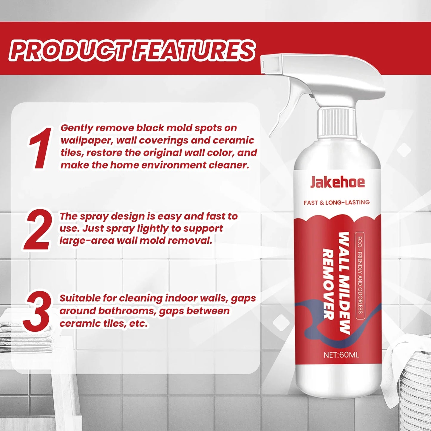 Jakehoe Mold & Mildew Remover Spray – Tiles, Walls & Grout