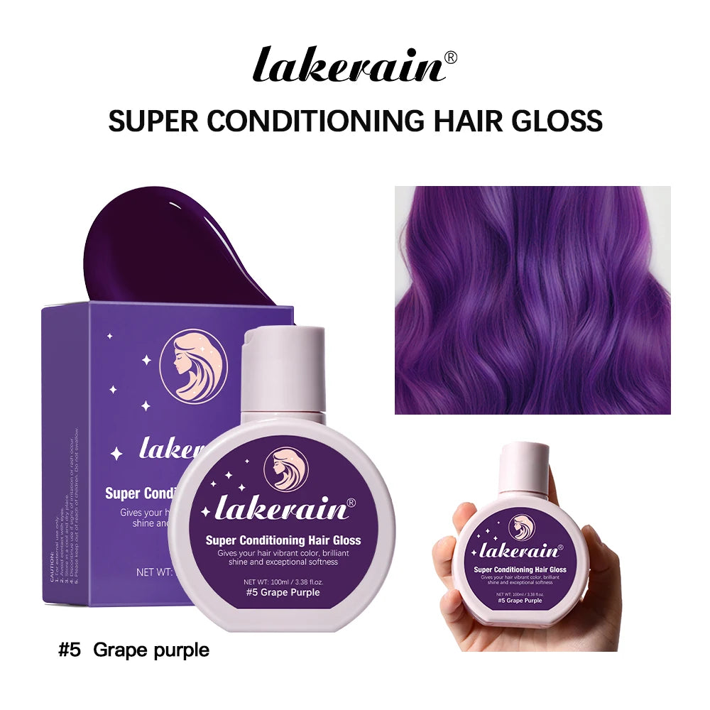 Super Conditioning Hair Gloss Enhance Color Luster Nourishing Repairing Long-lasting Color Hair Tinted Moisturizer No Need Mix Peaceful Pleasures Health and Wellness Grape Purple