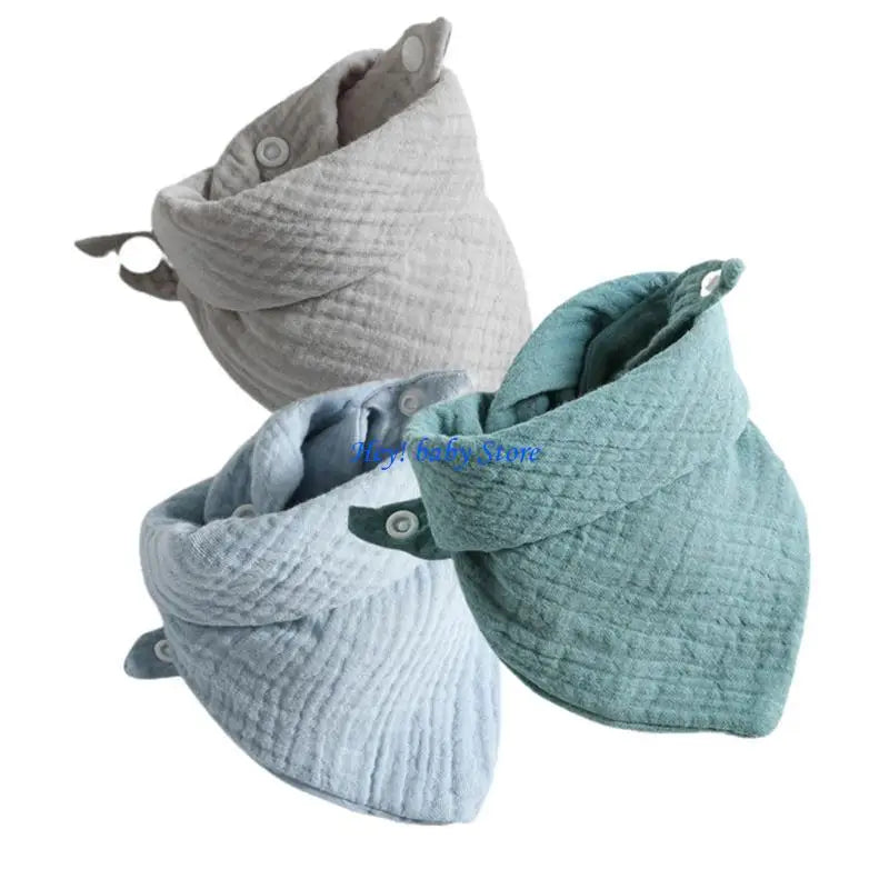 Baby Muslin Drool Bibs 3-Pack | Soft Absorbent Cotton Teething