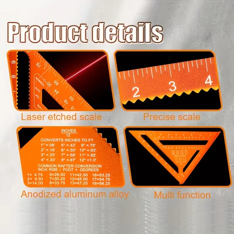 Triangle Ruler Measurement Tool Aluminium Alloy Carpenter Square