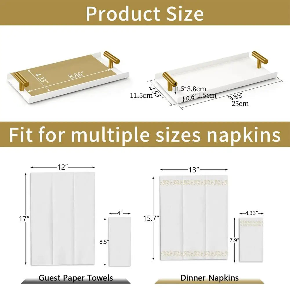 Golden T-Handle Guest Towel Holder & Napkin Tray