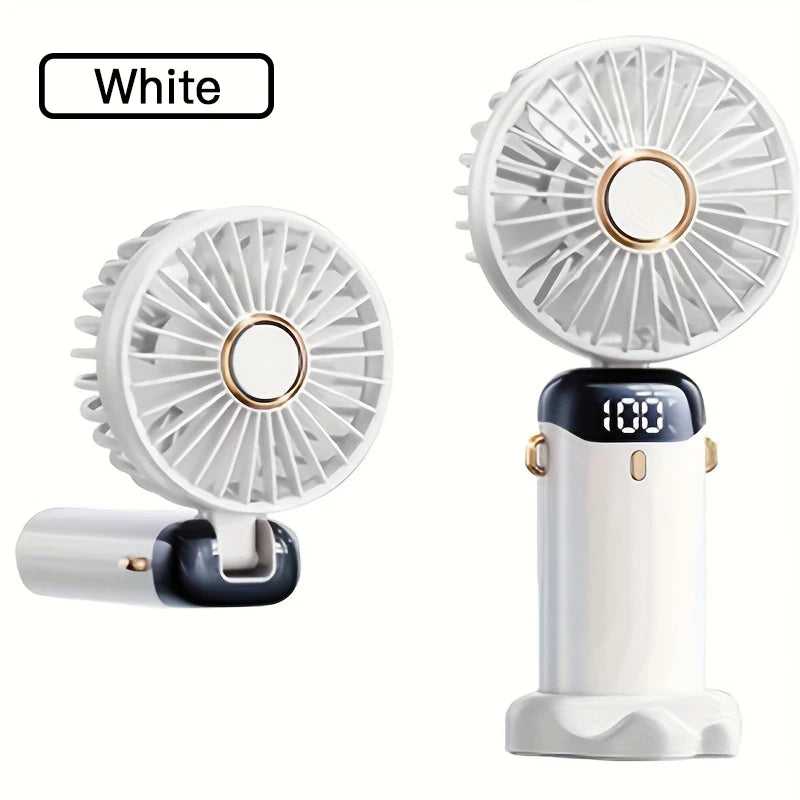 Portable Mini Fan – 6-Speed USB Rechargeable Foldable LED Fan