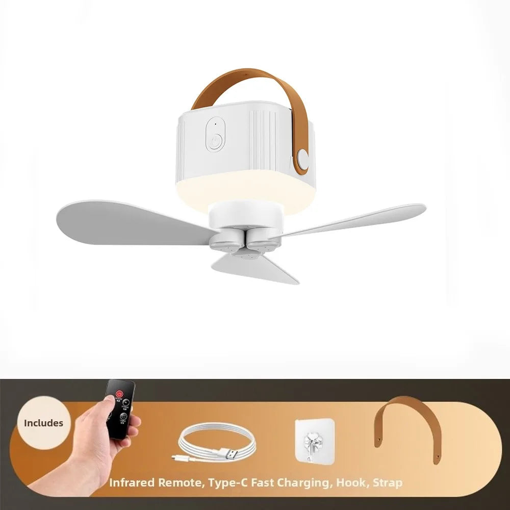 Rechargeable Hanging Ceiling Fan with LED Light & Remote Control
