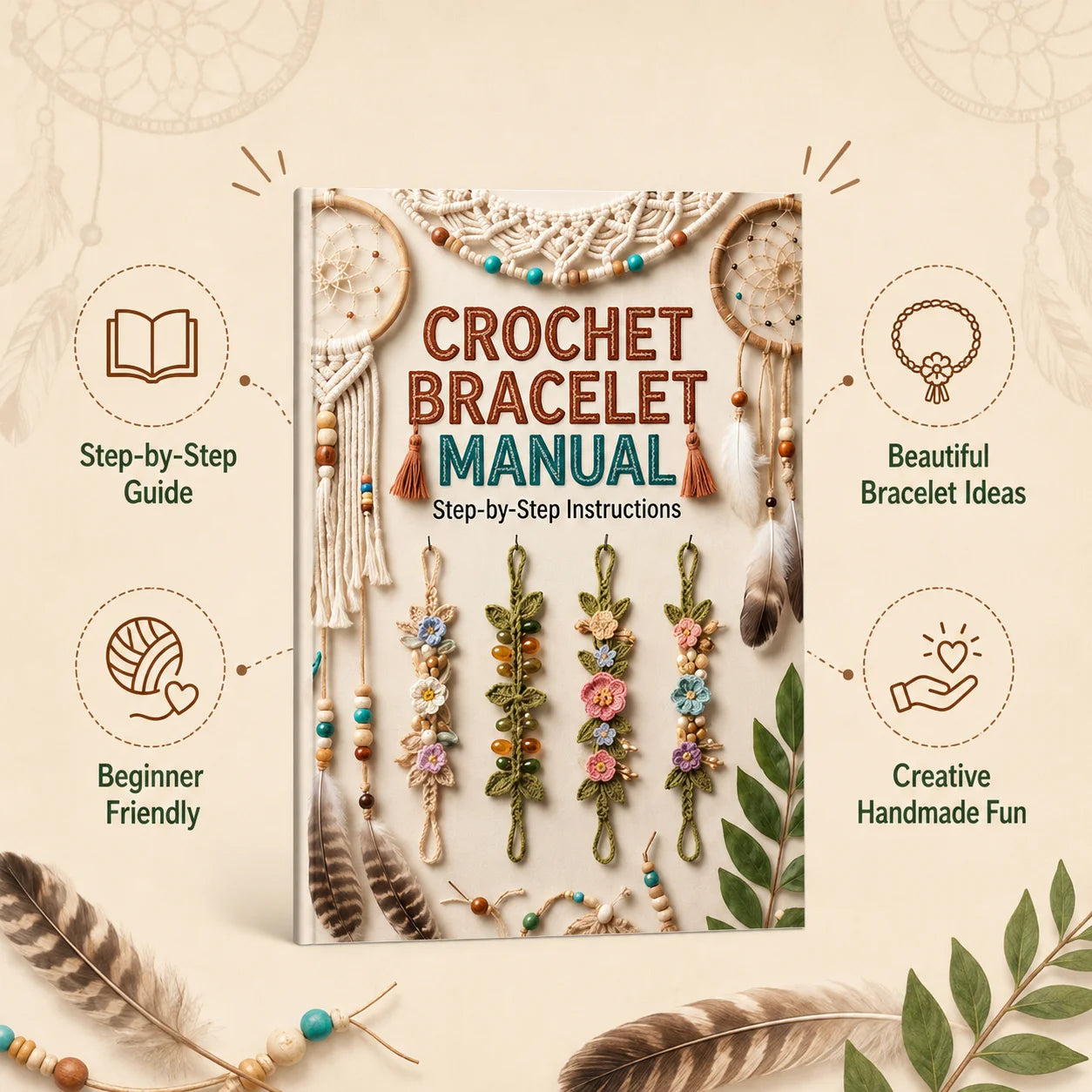 Crochet Bracelet Manual Step Instructions Book DIY Handmade Guide