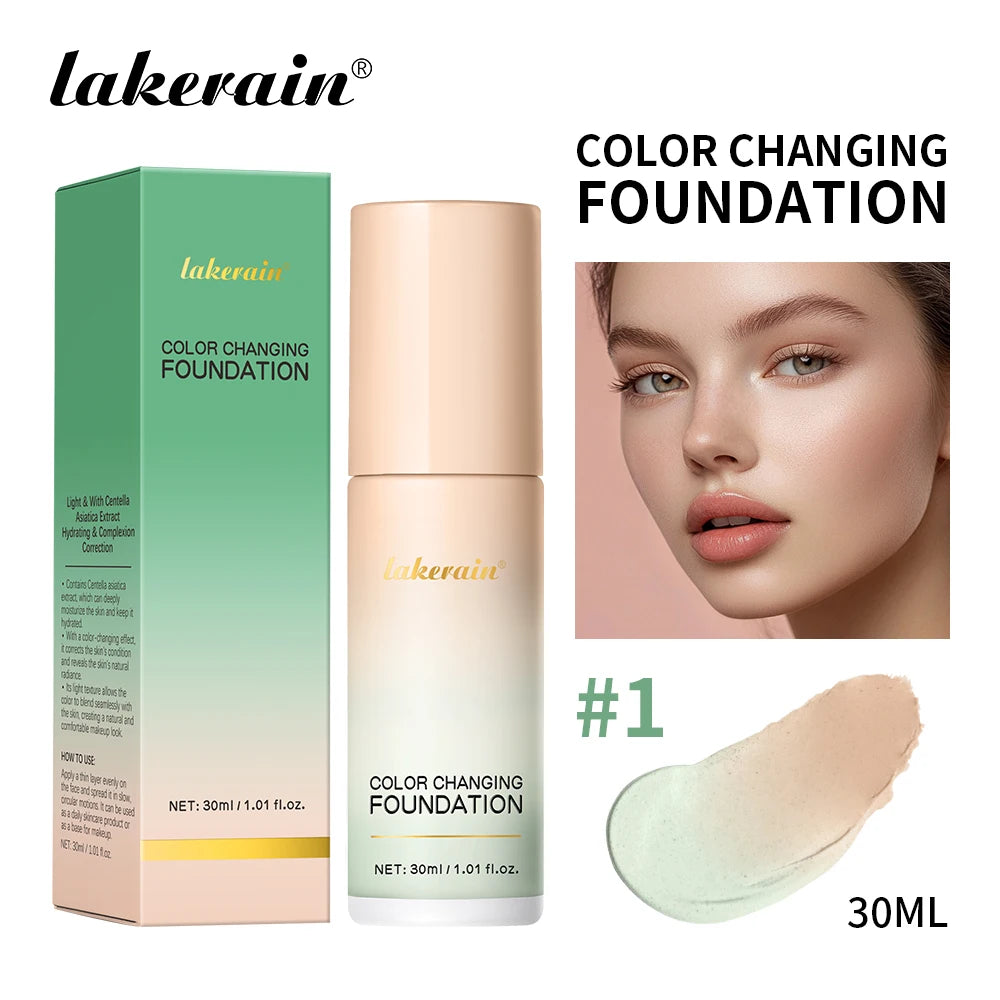 Waterproof Color Changing Liquid Foundation Centella Korean High Coverage Foundation Cream For Face Base Makeup Peaceful Pleasures Health and Wellness 1