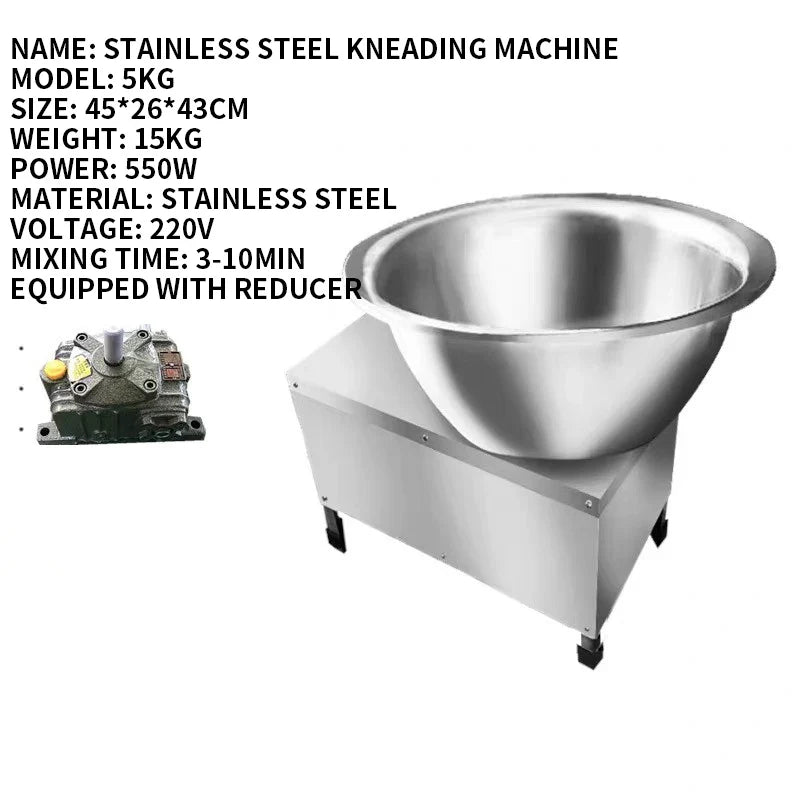 5kg Automatic Stainless Steel Dough Kneading Mixer Machine 550W