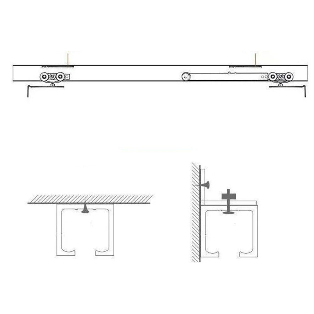 Sliding Door Track Rail & Pulley Hardware Set – Silent (1 Pair)