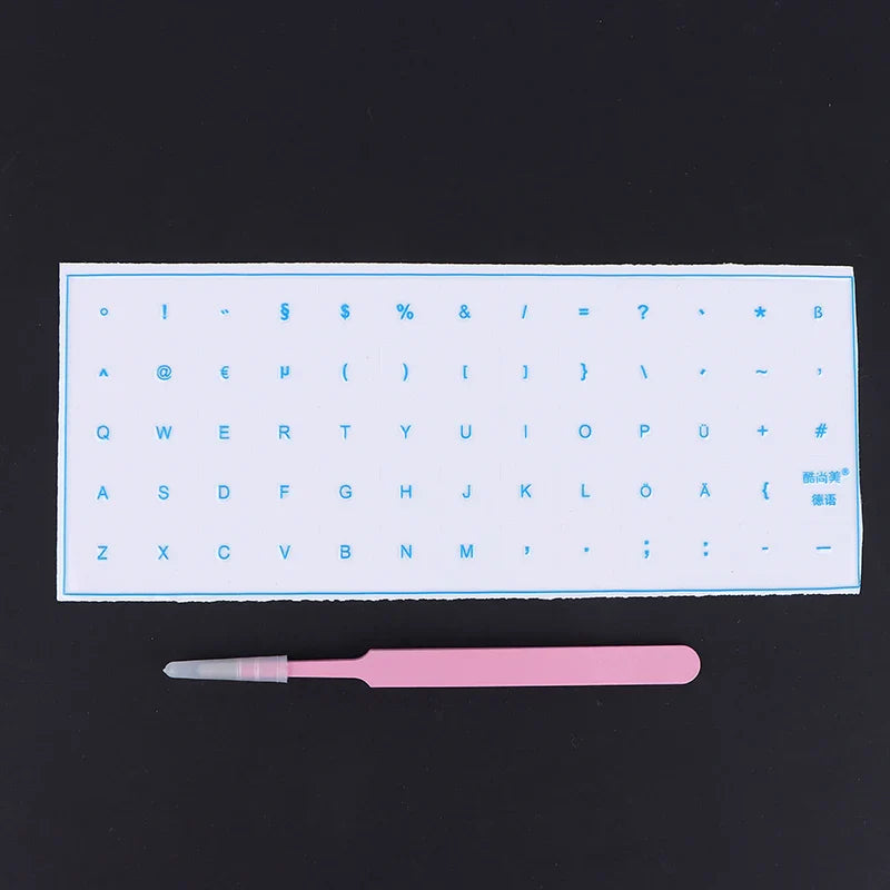 German Keyboard Stickers Transfer Film with Tweezers – QWERTZ