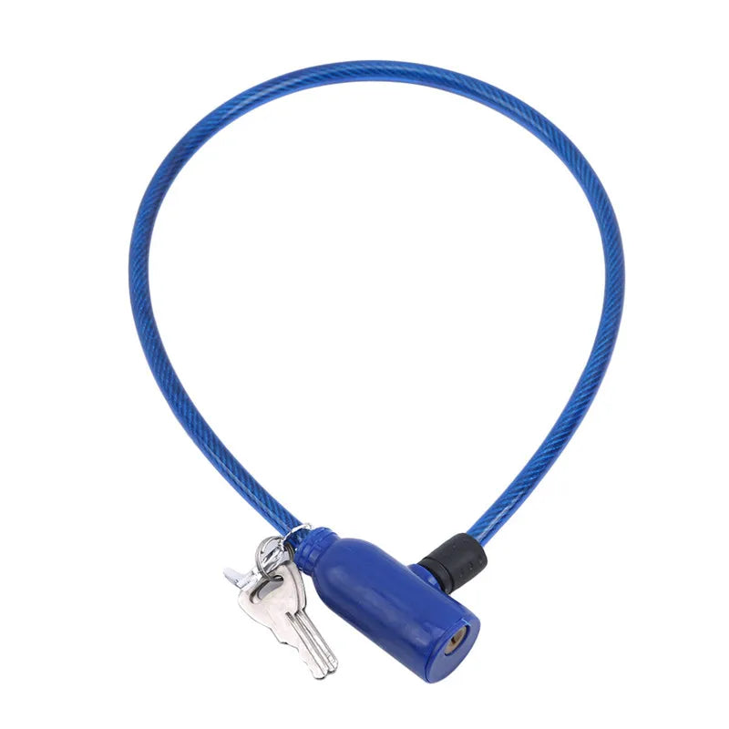 Bicycle Safety Lock Metal Universal Anti-Theft Lock Motorcycle Wire Lock Safety Cable with 2 Keys Bicycle Outdoor Supplies Peaceful Pleasures Health and Wellness Blue