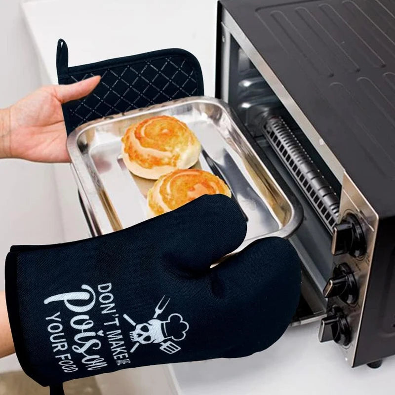 Funny Silicone Non-Slip Oven Mitts & Pot Holders Set