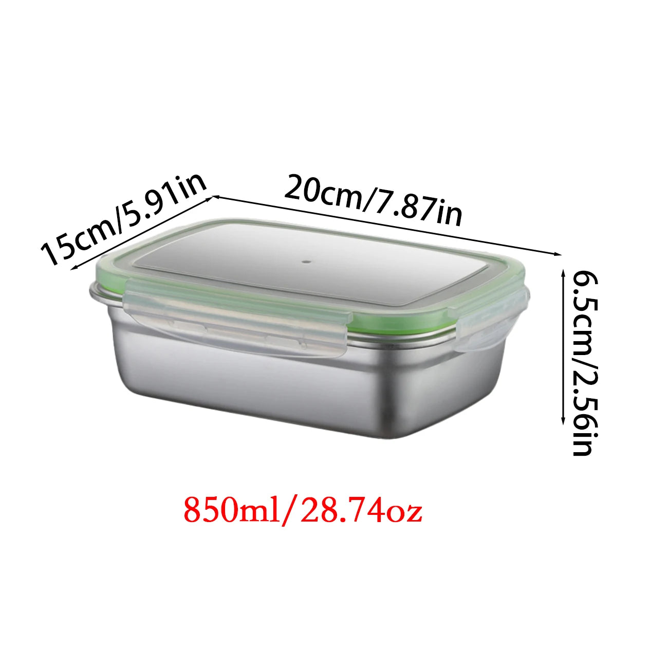 Stainless Steel Food Storage Container Fresh Keeping Crisper Box Insulated Kitchen Sealing Home Office Organizer Kitchen Items Peaceful Pleasures Health and Wellness 850ml