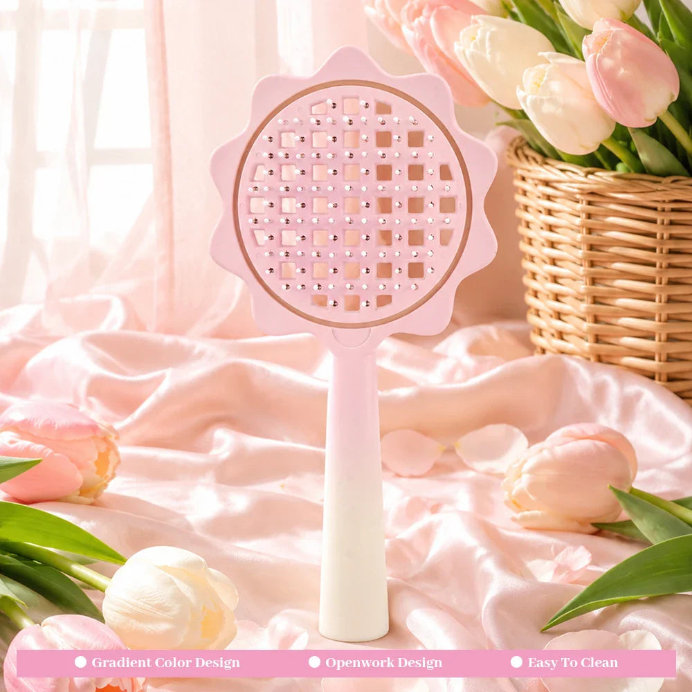 Gradient Sunflower Hairbrush | Detangling Scalp Massage Comb