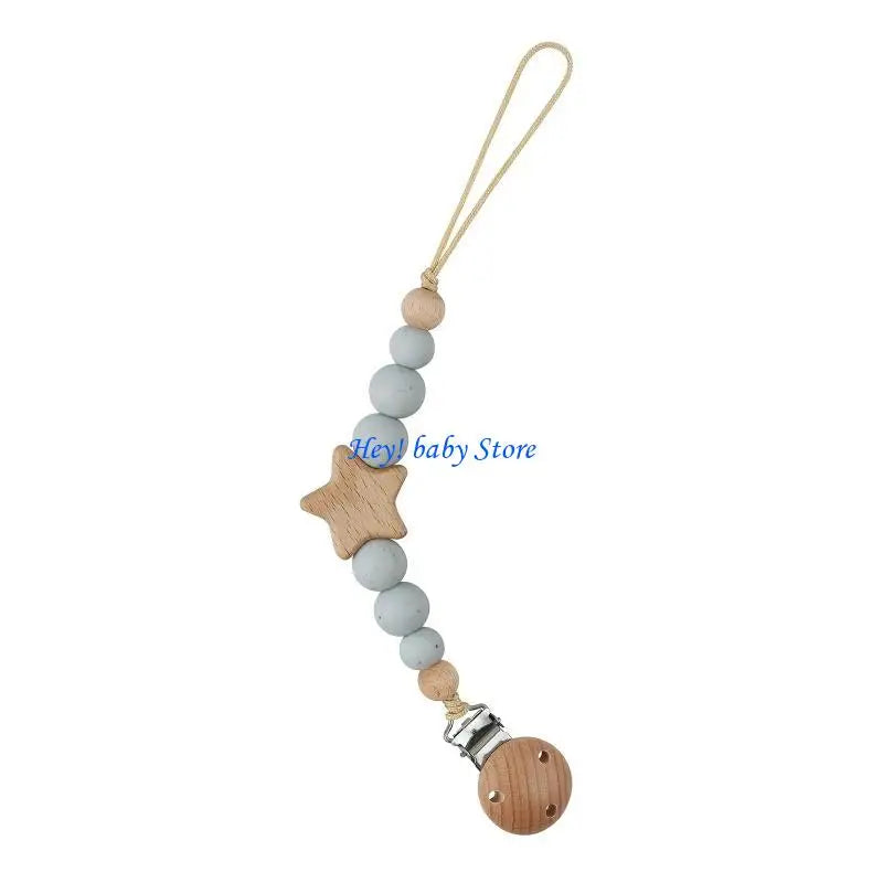 Baby Pacifier Clip Silicone Beads & Star | Teething Gift