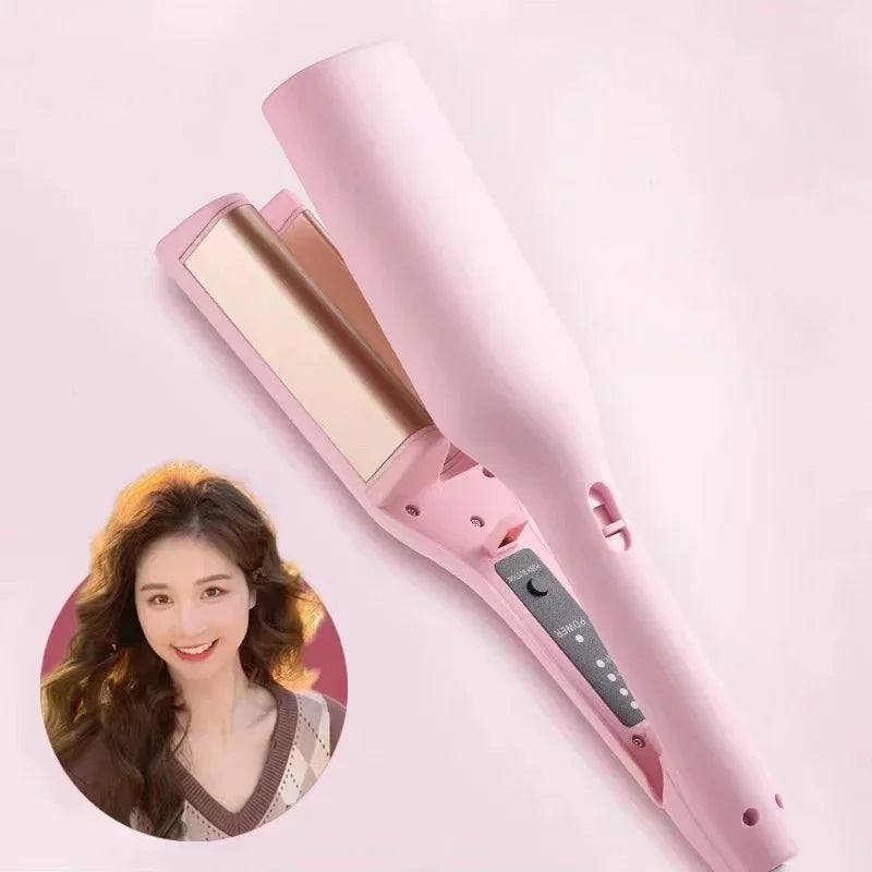32MM Electric Curling Iron Automatic Lambswool Curling Tool Long Lasting Styling French Styling Rotating Anti-Flame Design Peaceful Pleasures Health and Wellness Pink EU