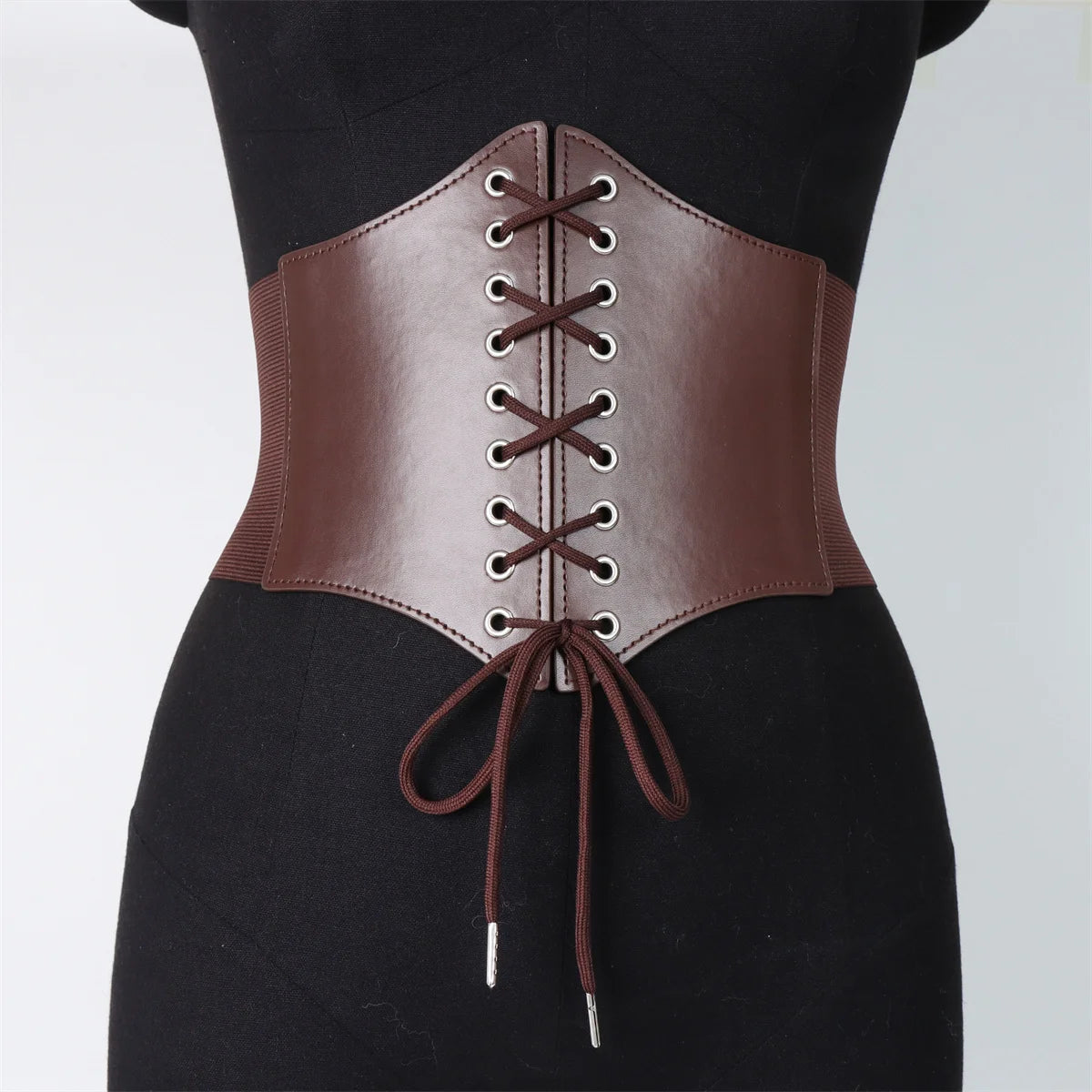 Faux Leather Corset Women Lace Up Sexy Body Shapewear Goth Clothing