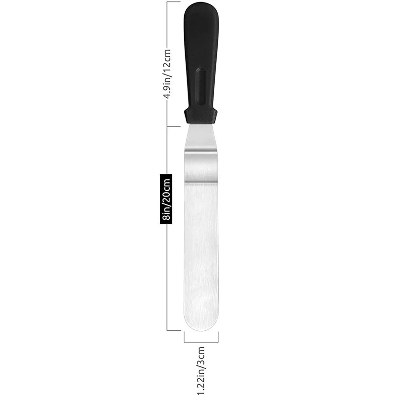 Hot Stainless Steel Cream Spatula Baking Tools 6/8/10 "Cake Decorating Spatula Spread Flat Baking Pastry Tools Kitchen Supplies Peaceful Pleasures Health and Wellness Black 8-inch
