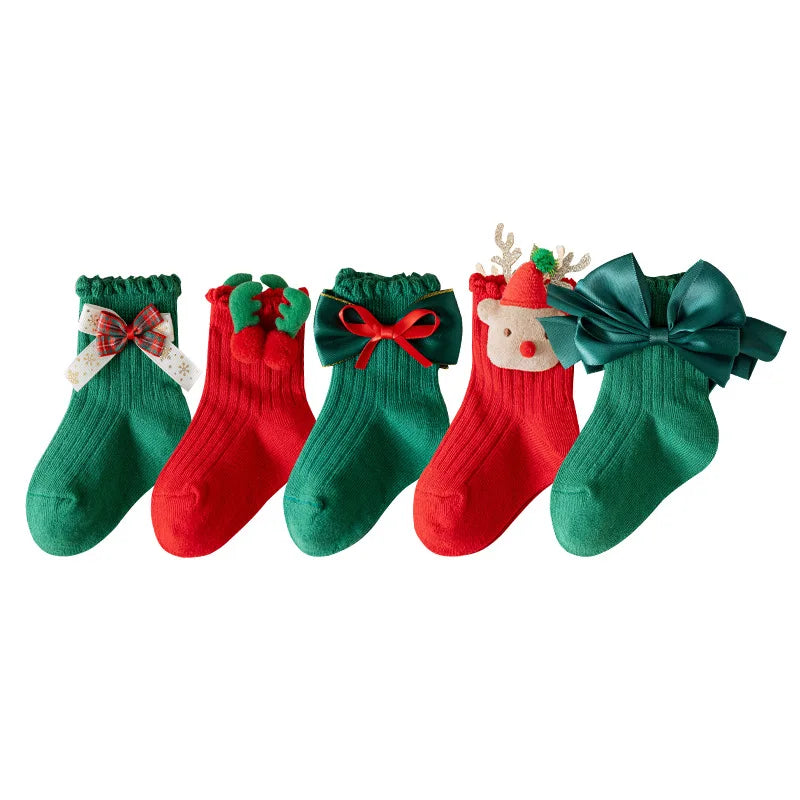 Kids Cotton Christmas Socks 5 Pairs | Cartoon Warm Socks
