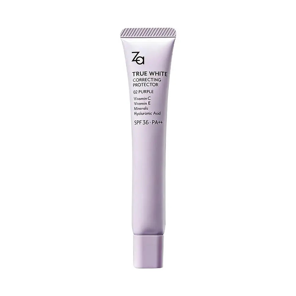 Za True White Glowing Correcting Protector Vitamin C E Minerals Hyaluronic Acid SPF36 PA++ Original Face Whiten Sunscreen Cream Peaceful Pleasures Health and Wellness purple